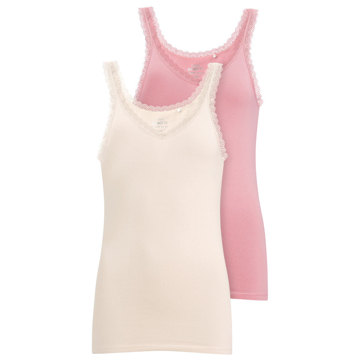 2 Damen Unterhemden mit Spitze