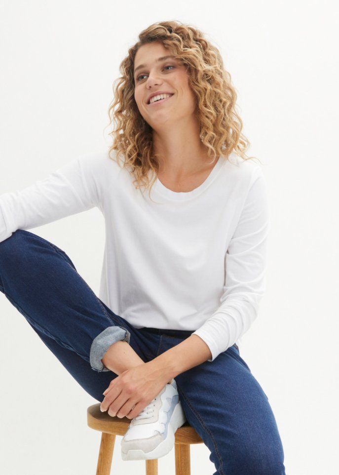 Essential Langarmshirt mit Rundhalsausschnitt, seamless