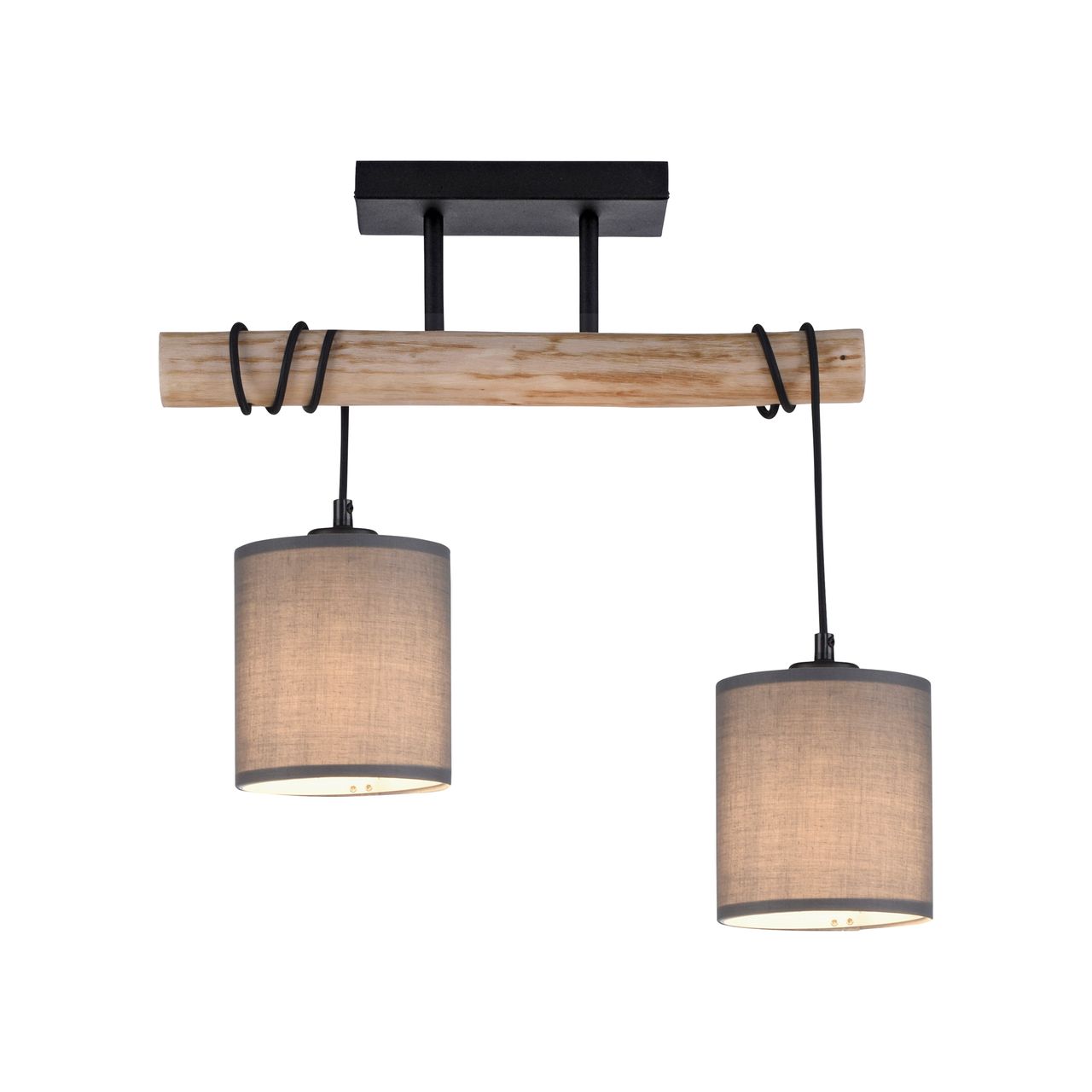 JUST LIGHT Deckenleuchte GREEN TRIBU, 2x E27/10,00Watt max., Eukalyptusholz, Taupe