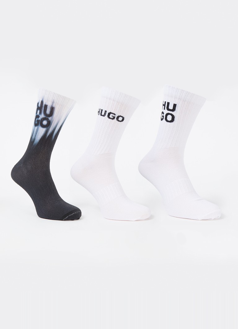 Șosete HUGO BOSS cu logo fumuriu, set de 3