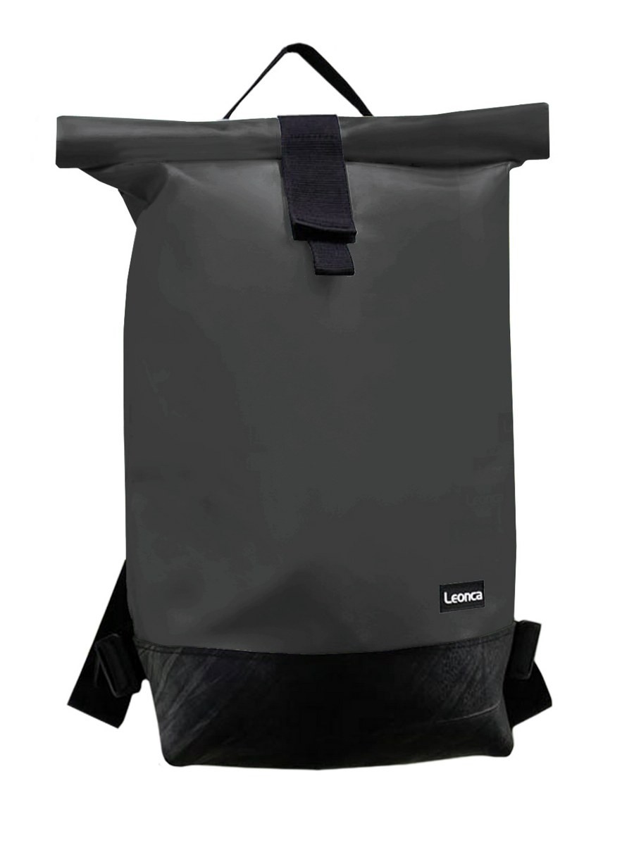 LEONCA Handtaschen grau Rollrucksack LKW-Plane Anthrazit S