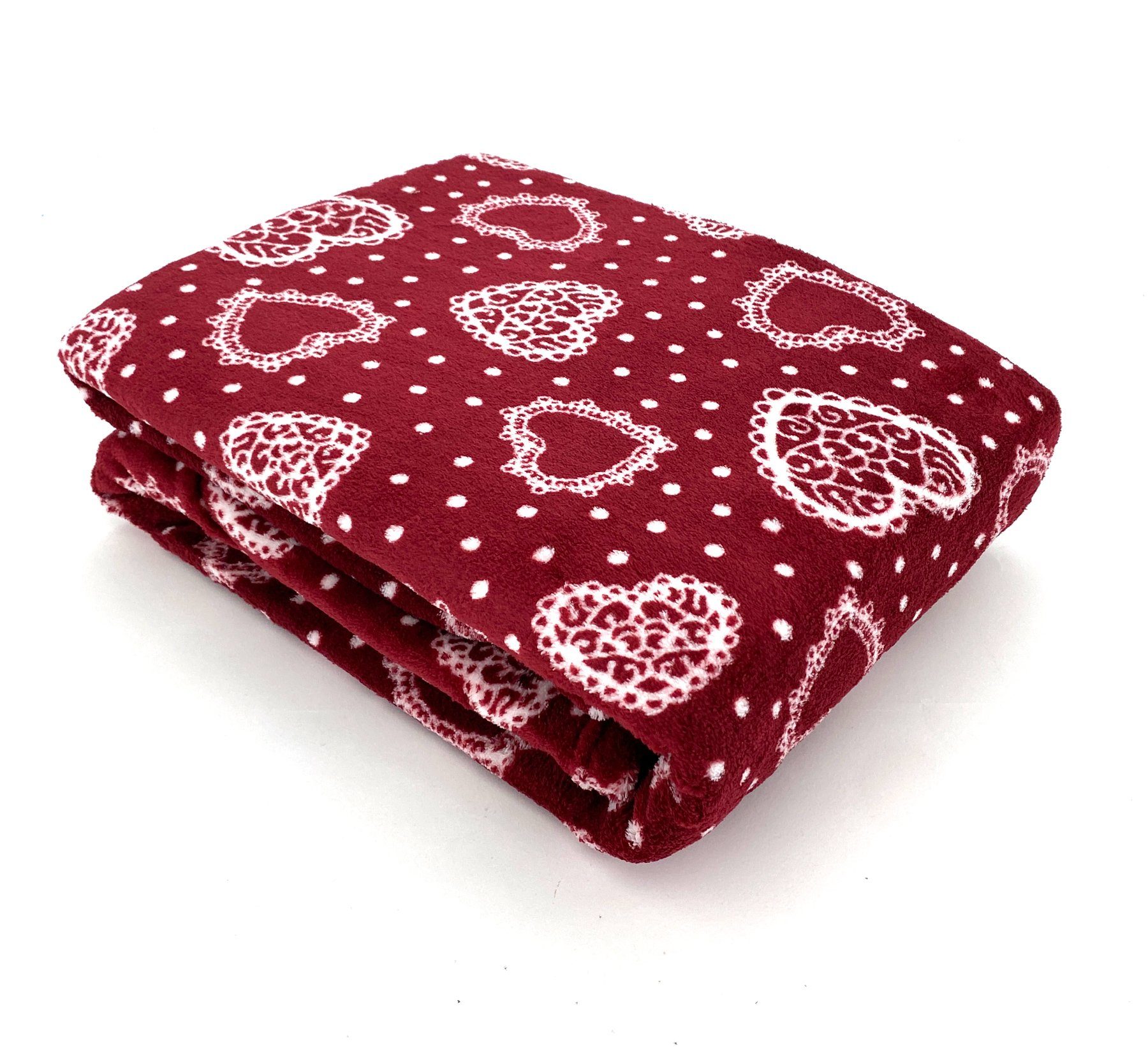 Wohndecke Kuscheldecke Herzen Flanell Sofadecke Landhaus, heimtexland, kuschelig weich und warm I XL 150x200 I Schadstoffgeprüft