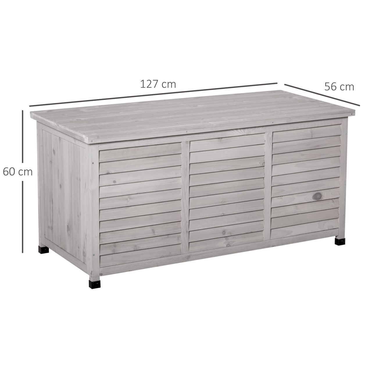 Outsunny Gartenbox, Kissenbox, wetterbeständig, Massivholz, grau, 127x56x60 cm