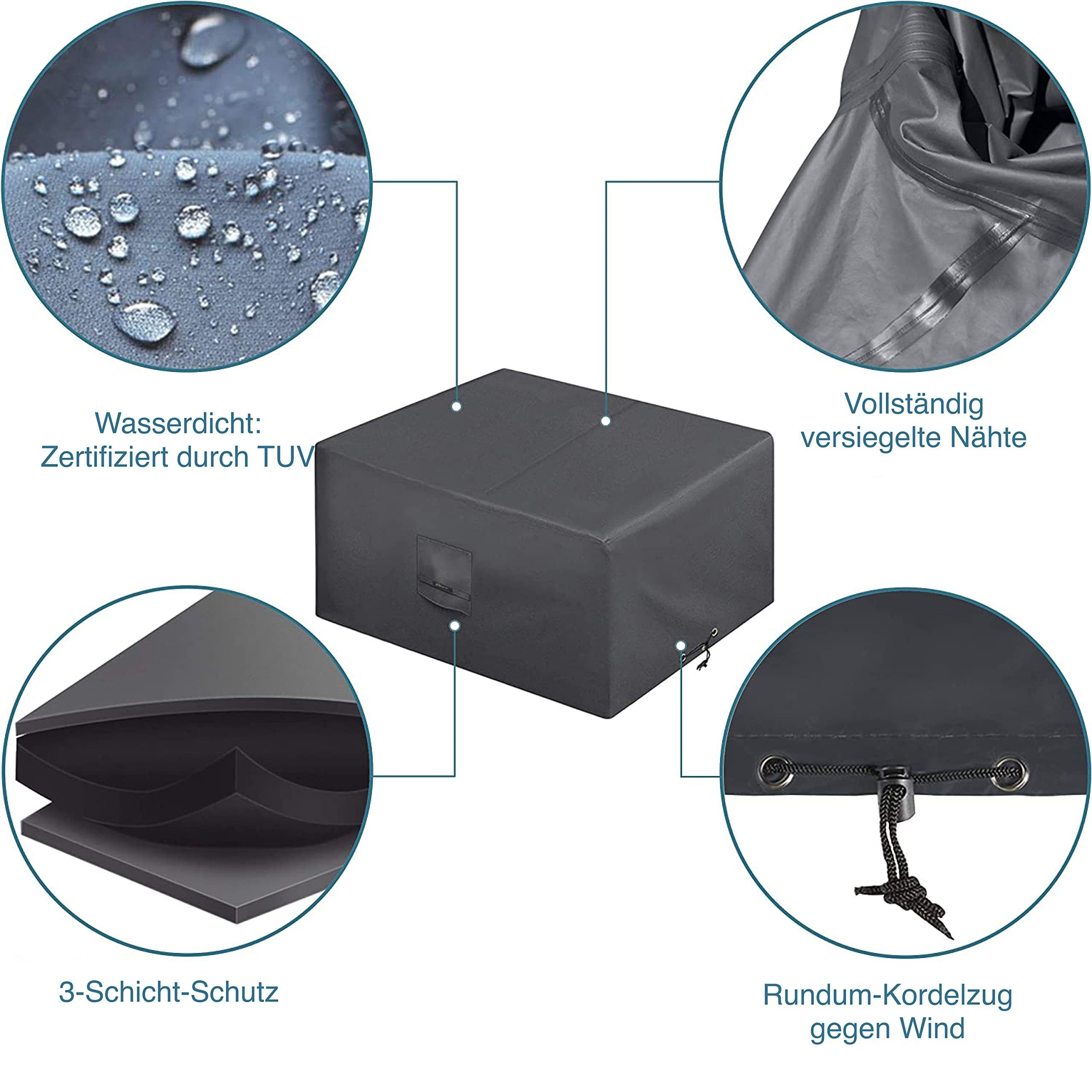 Smartpeas Gartenmöbel-Schutzhülle Gartenmöbel Abdeckplane Wasserdicht UV-beständig Winterfest+Ventil, Cool Grey 24014090cm Kunststoff