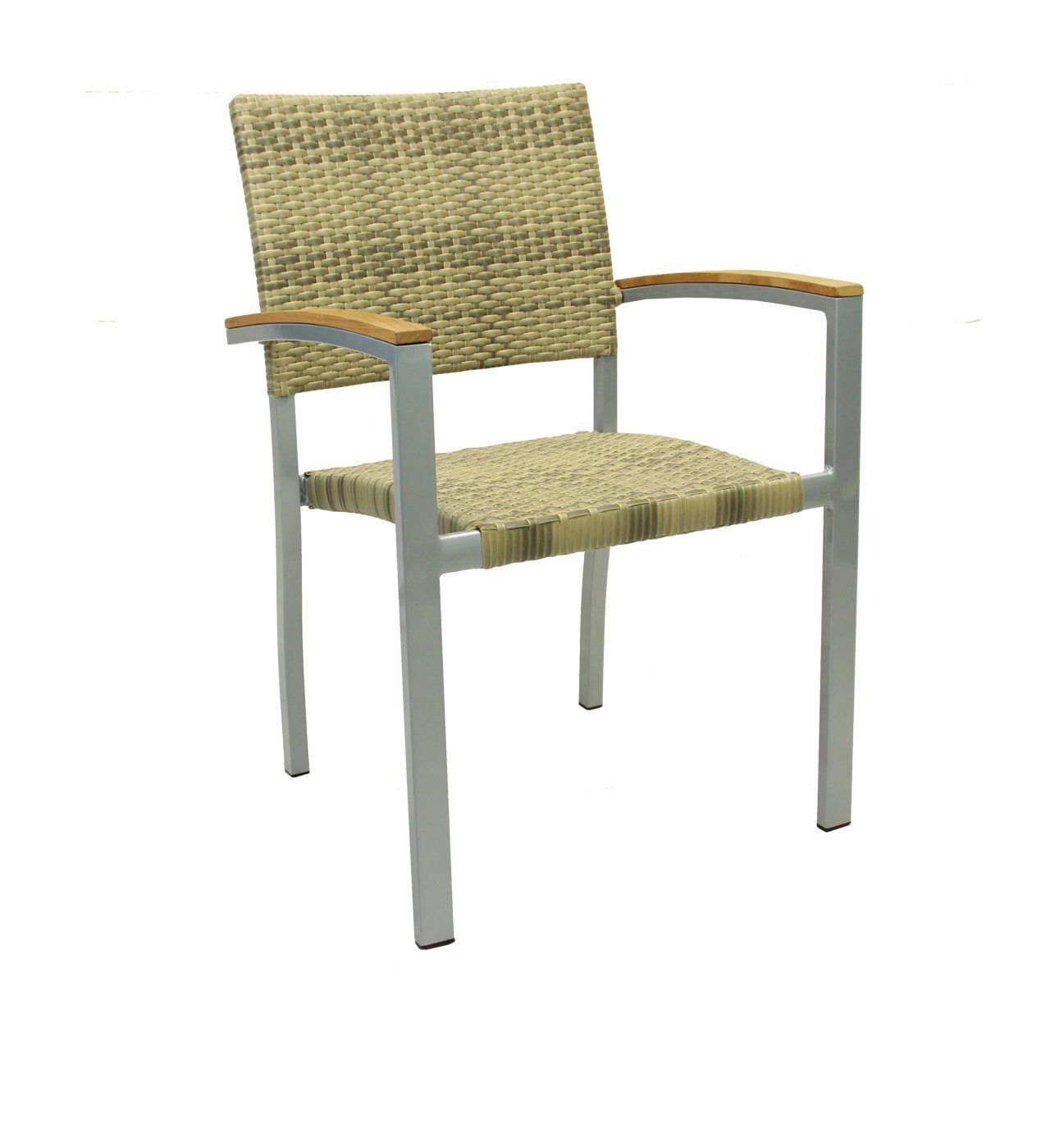 Konway Stapelstuhl BORNEO (4 St), 4x KONWAY® BORNEO Stapelsessel Elfenbein Polyrattan Sessel beige