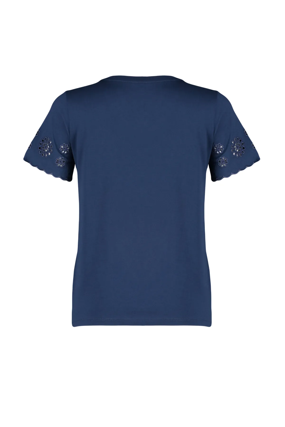 Trendyol Collection  Marineblaues Strick-T-Shirt mit Stickerei und detailliertem Normal-/Grundmuster TWOSS24TS00068