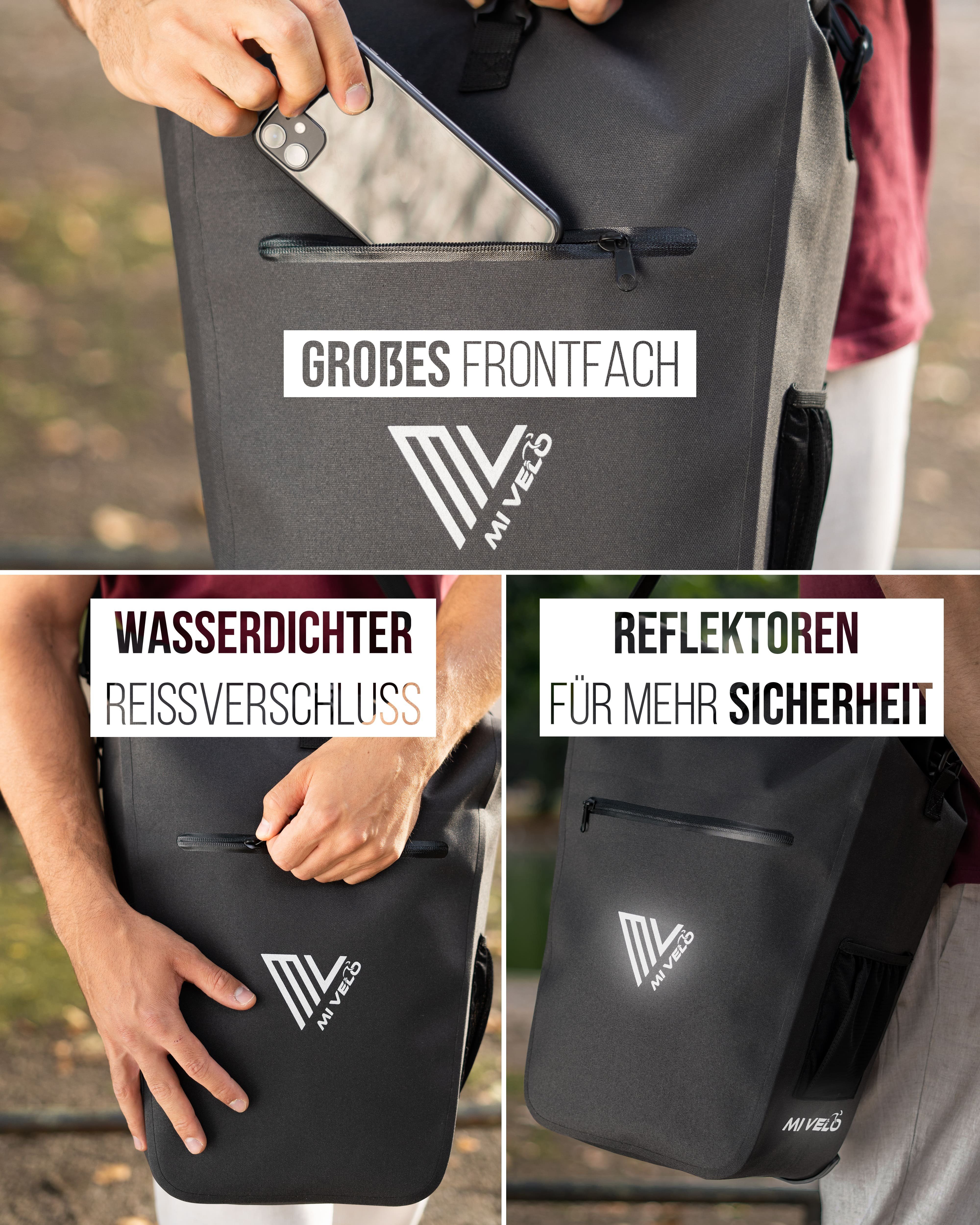 MIVELO Fahrradtasche Gepäckträgertasche wasserdicht inkl. Laptoptasche