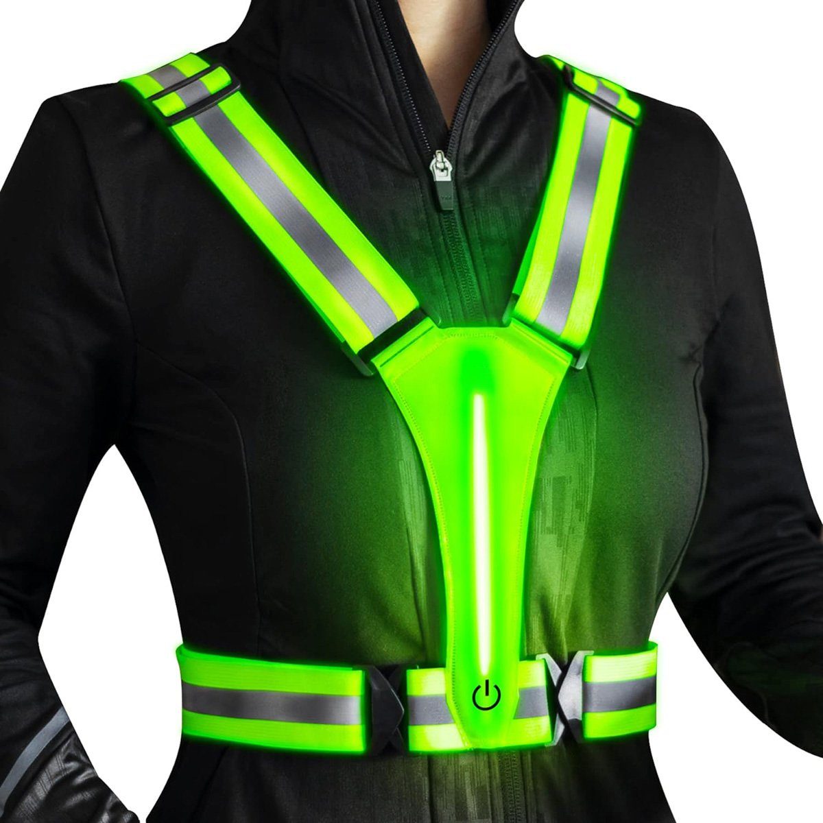 götäzer Warnweste Reflektierende Sicherheitswesten für optimale Sichtbarkeit. (1-tlg) Unisex,mit LED-Leuchten,geeignet für Radfahren,Motorrad,Auto,Laufen