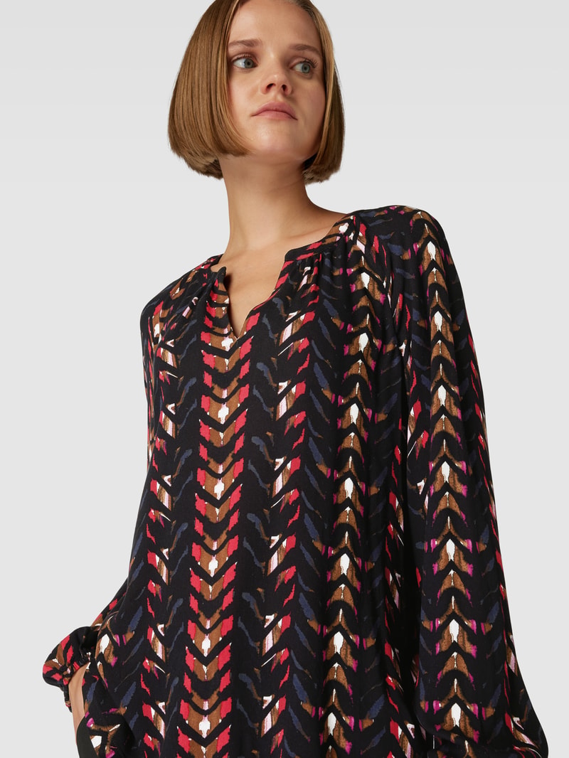 Bluse aus Viskose mit Allover-Muster in schwarz