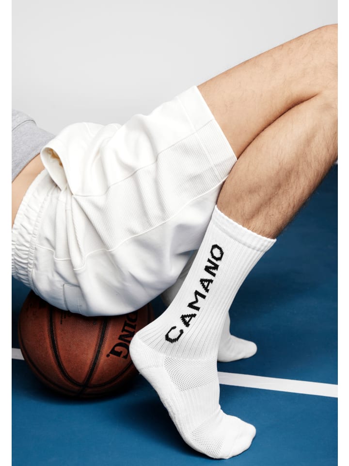 camano Sportsocken mit Grip Extrastark Anti Rutsch Fußballsocken Tennissocken Schweißabsorbierend Perfekter Sitz  Coolmax Netzbelüftung  verstärktem Fersen- und Zehenbereich 2er Pack function in Weiß günstig kaufen