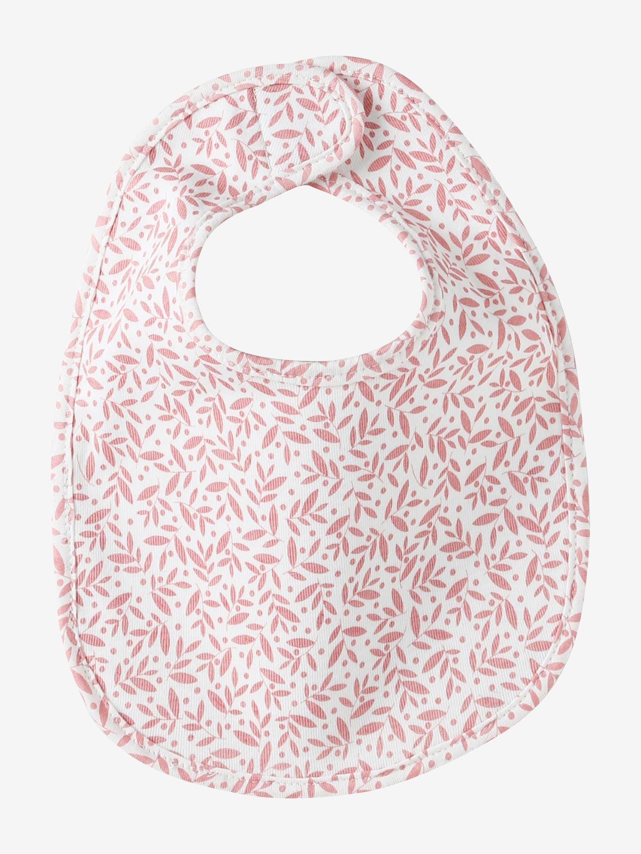 Lot de 7 bavoirs naissance en coton bio* vertbaudet rose pâle