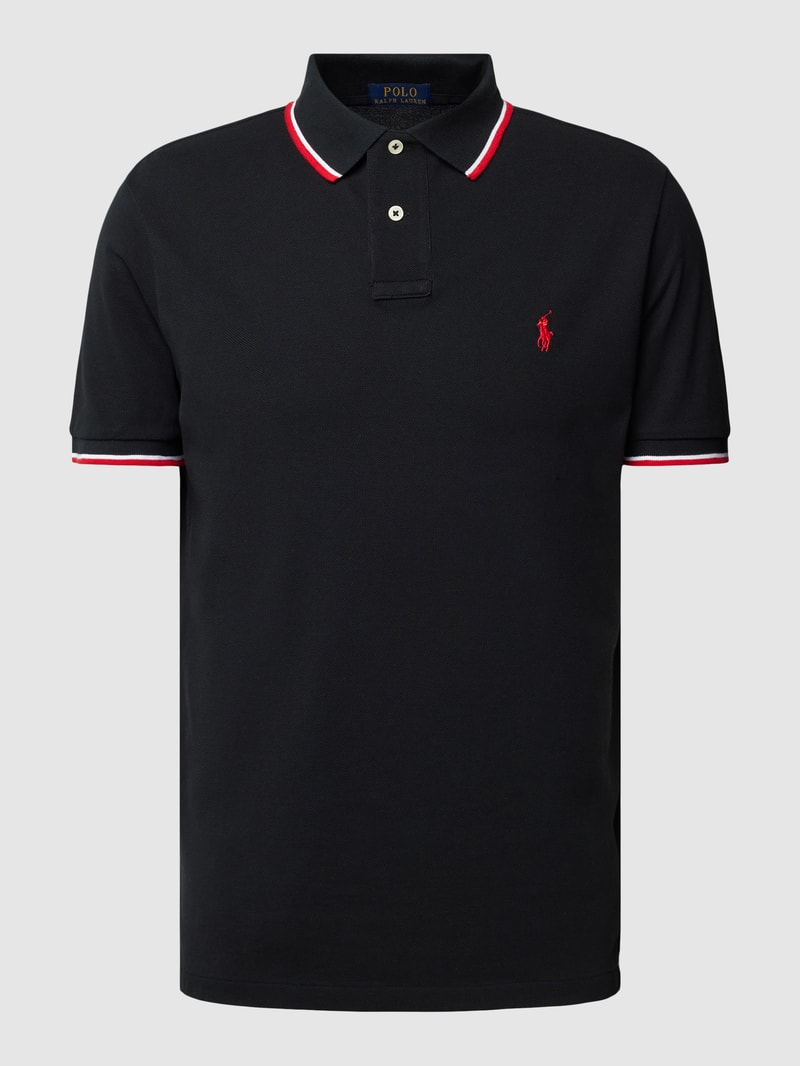 Poloshirt mit Kontraststreifen in schwarz