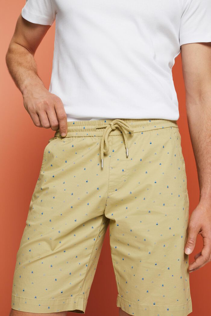 Gemusterte Pull-on-Shorts, Baumwollstretch