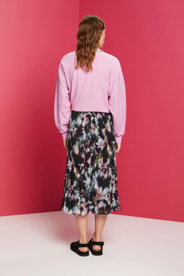 Plissierter Chiffon-Midirock mit Print