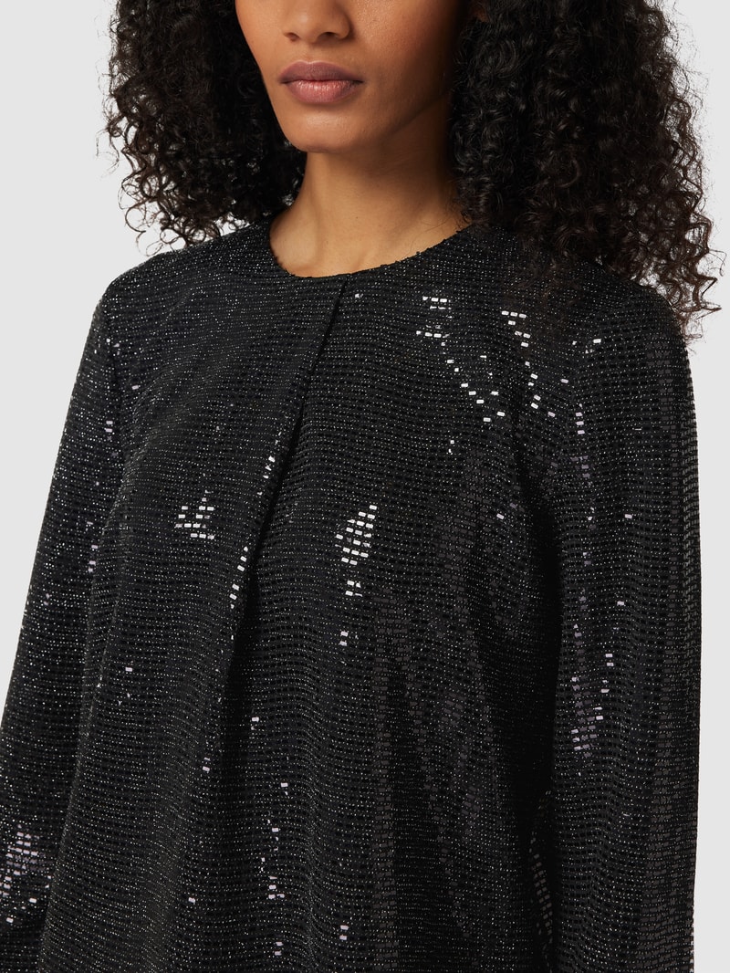 Bluse mit Allover-Paillettenbesatz in schwarz