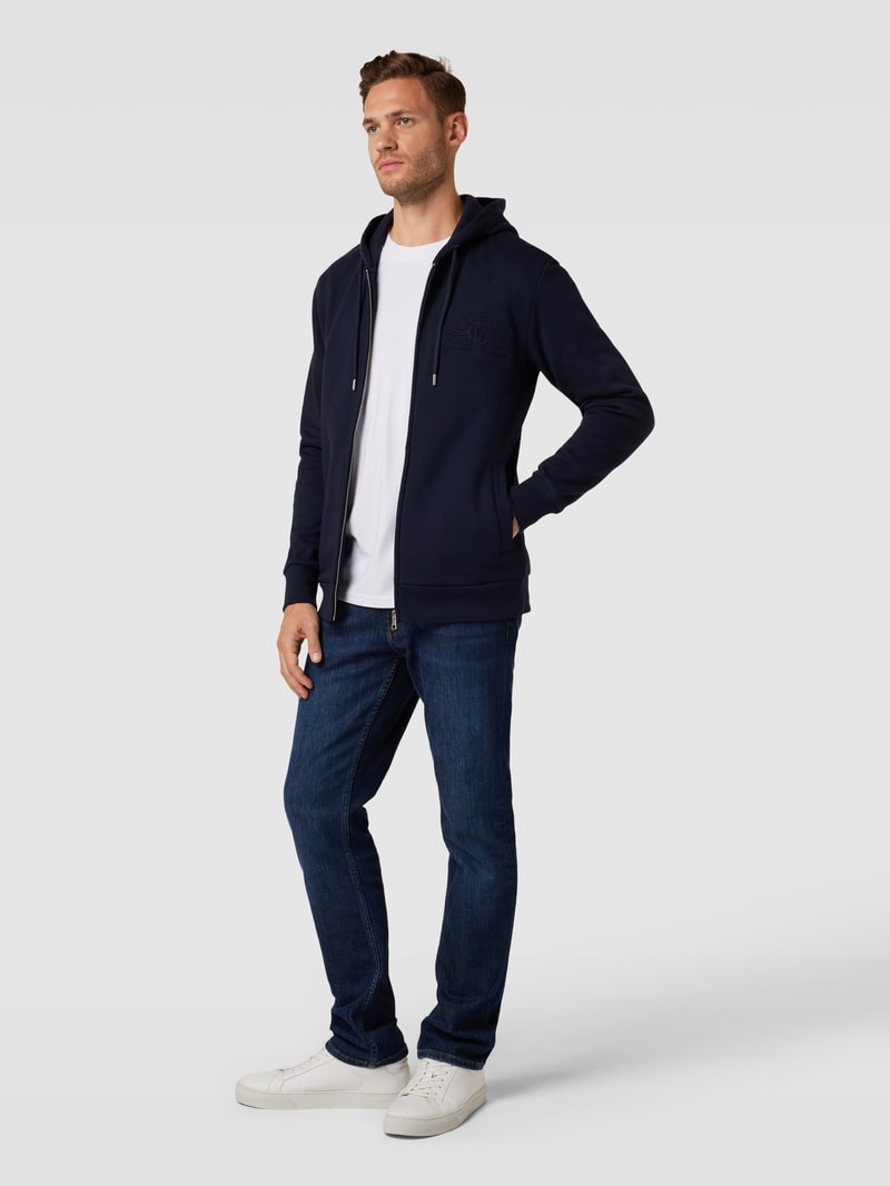 Sweatjacke mit Label-Stitching in marineblau