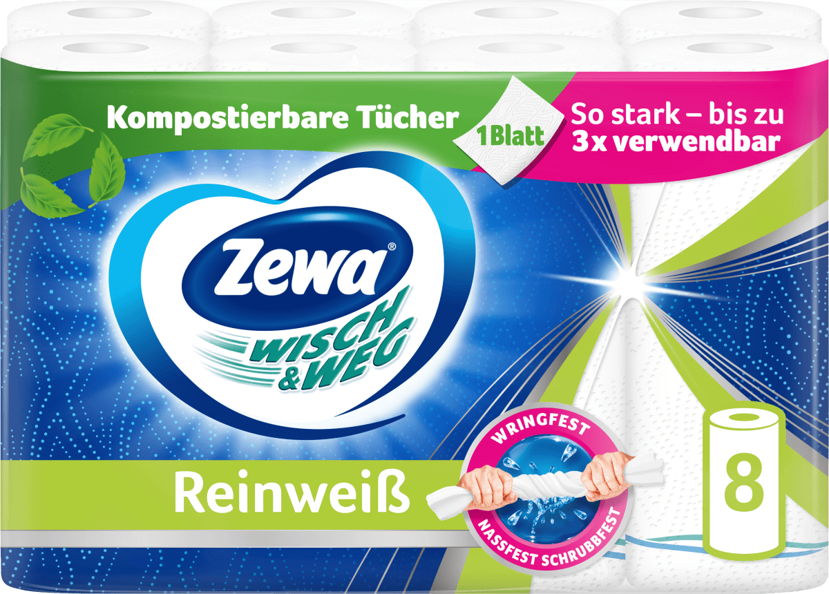 Küchenrolle  Wisch&Weg Reinweiss (8x45 Blatt), 8 St