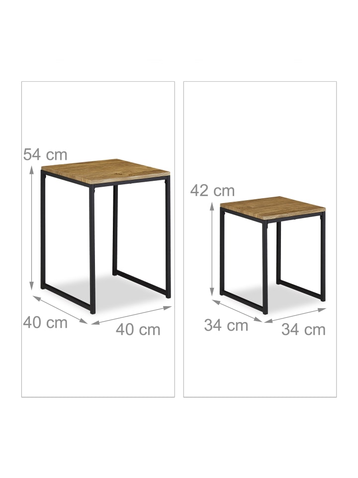 relaxdays Beistelltisch 2er Set in Holzoptik/ Schwarz günstig kaufen onesize