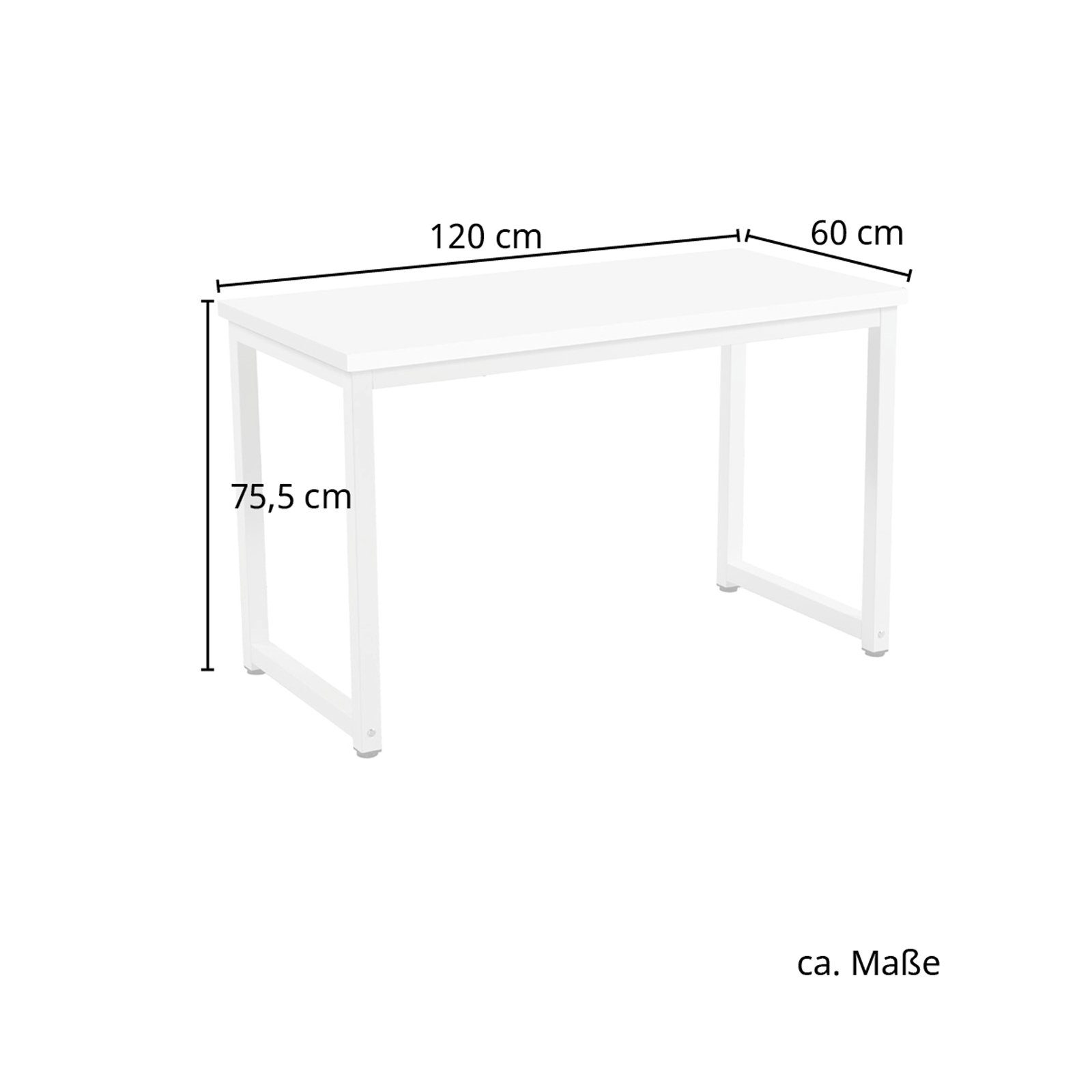 SVITA Schreibtisch UNI (1-St., 1 Tisch), 120x60 (bxT), Arbeitstisch, Metall-Gestell, Weiß