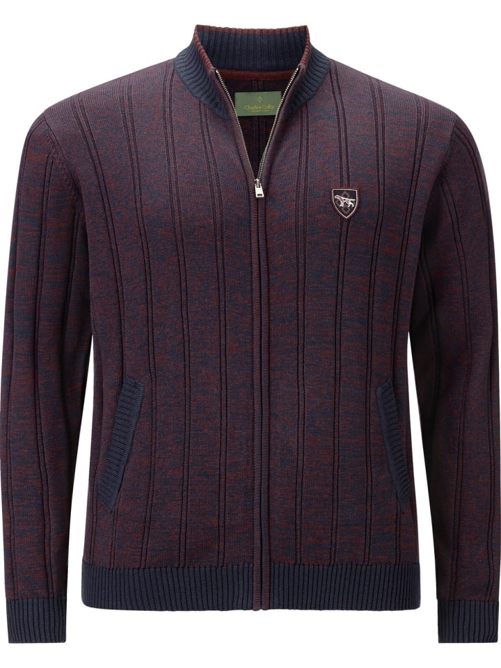Charles Colby Strickjacke DUKE HAGANSON in dunkelrot melange günstig kaufen