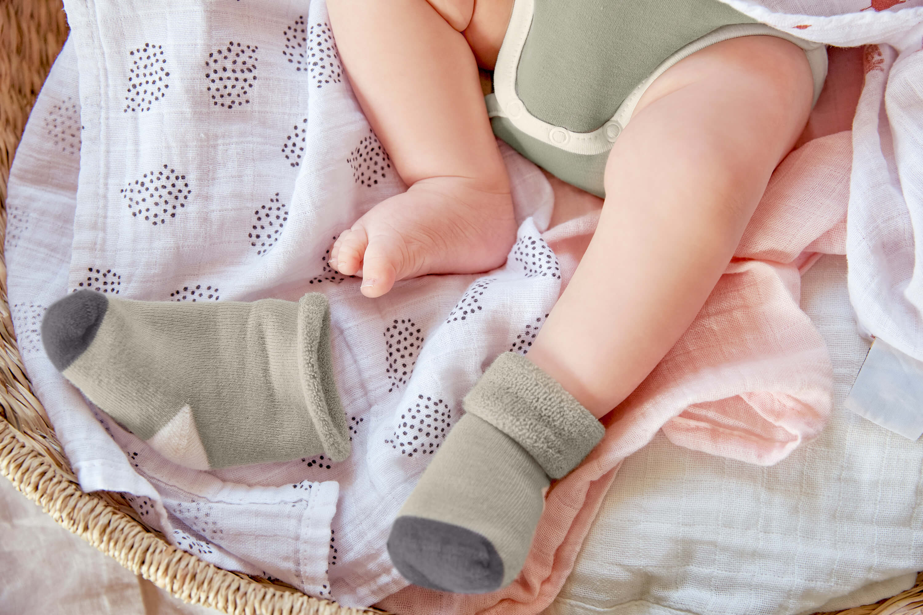 Kinder Socken (3er-Set), Anthrazit Oliv