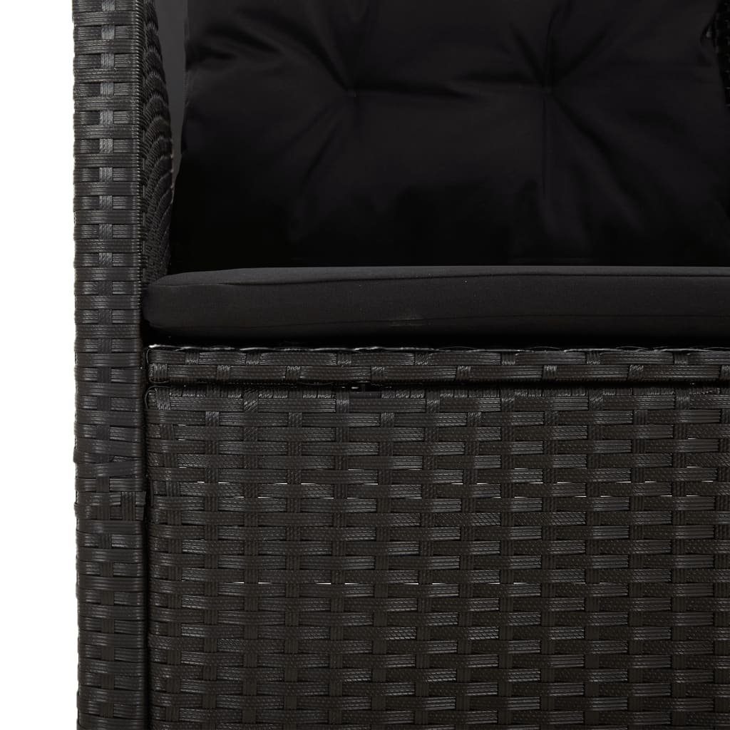 vidaXL Sitzkissen Ecksofa mit Liegefunktion und Kissen Schwarz Poly Rattan