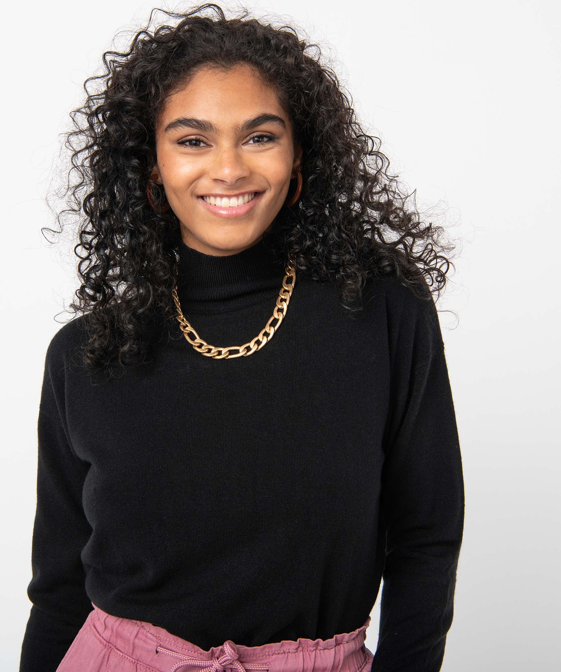 Pull à col montant en maille fine femme noir | GEMO