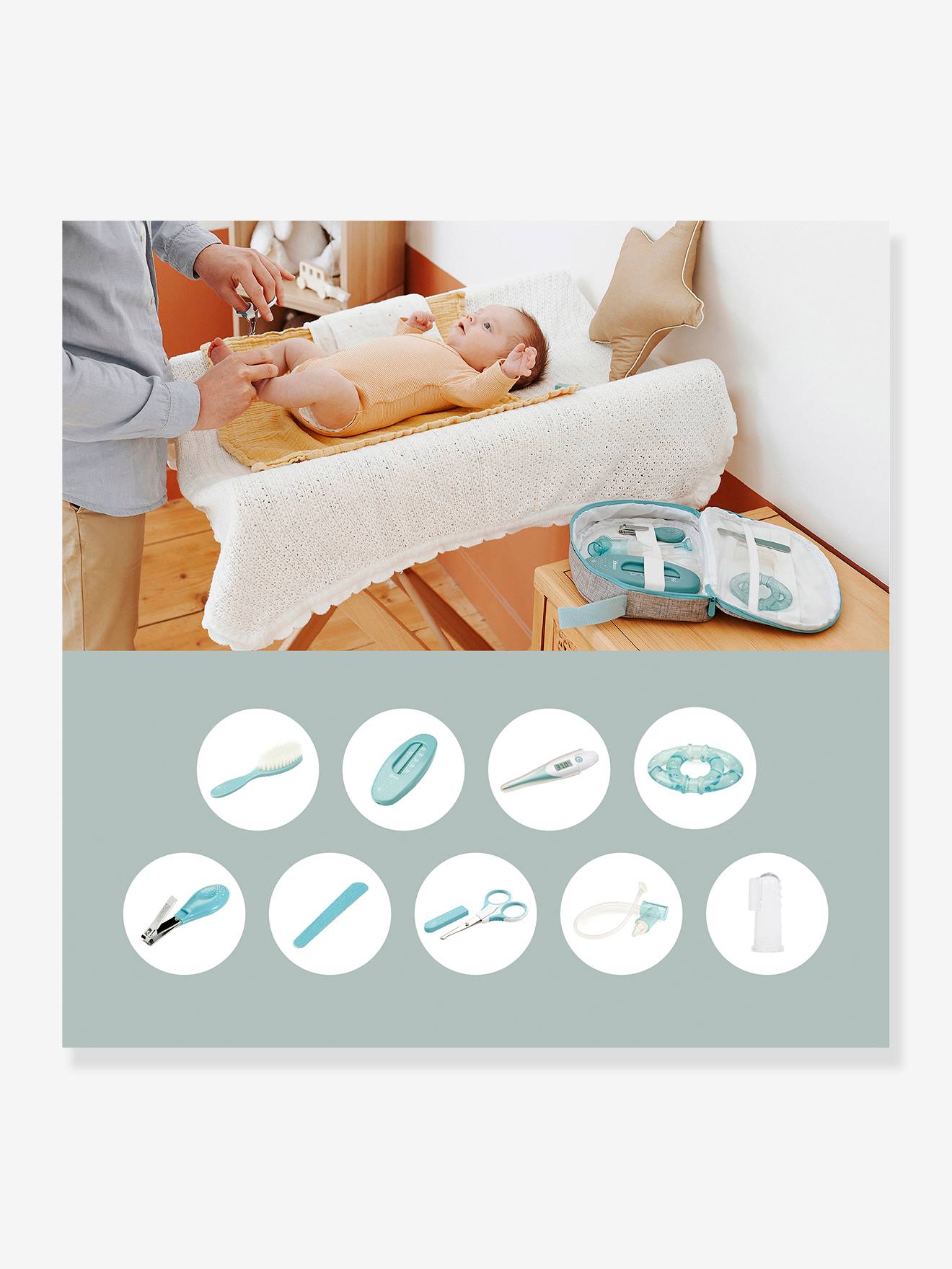 Babymoov Baby Pflegeset, 9 Teile BABYMOOV - grau/aqua