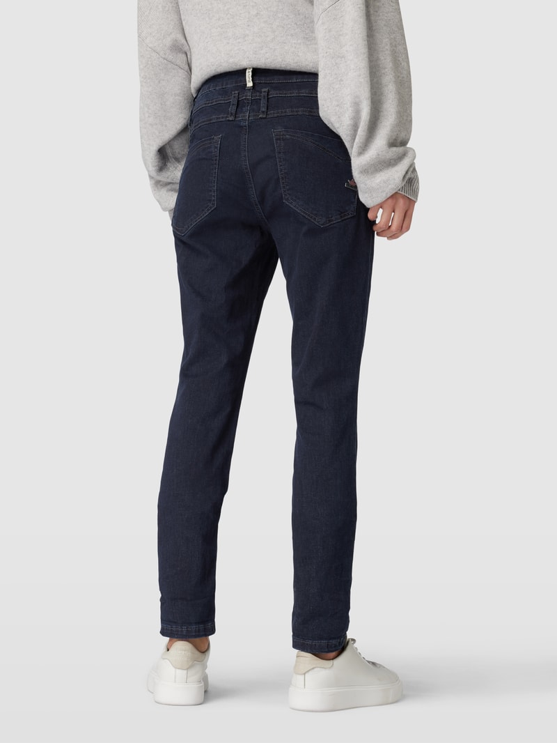 Regular Fit Jeans mit Label-Details Modell 'Florida' in dunkelblau