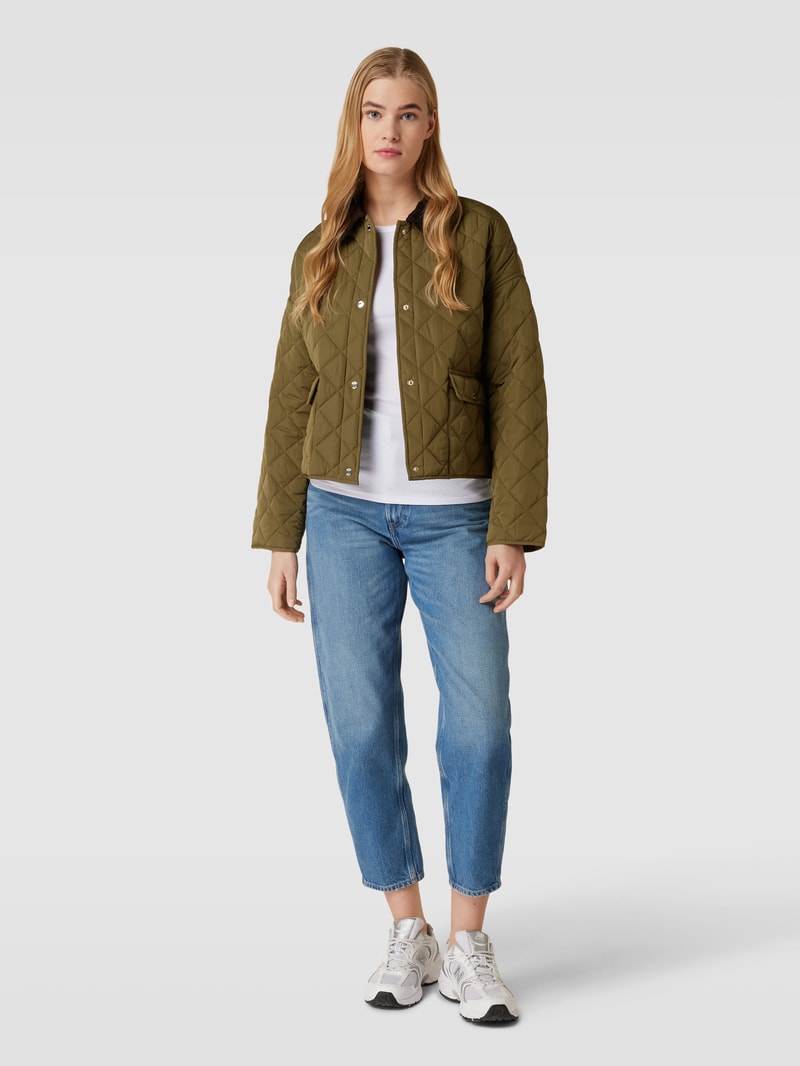 Jacke mit Steppnähten in khaki