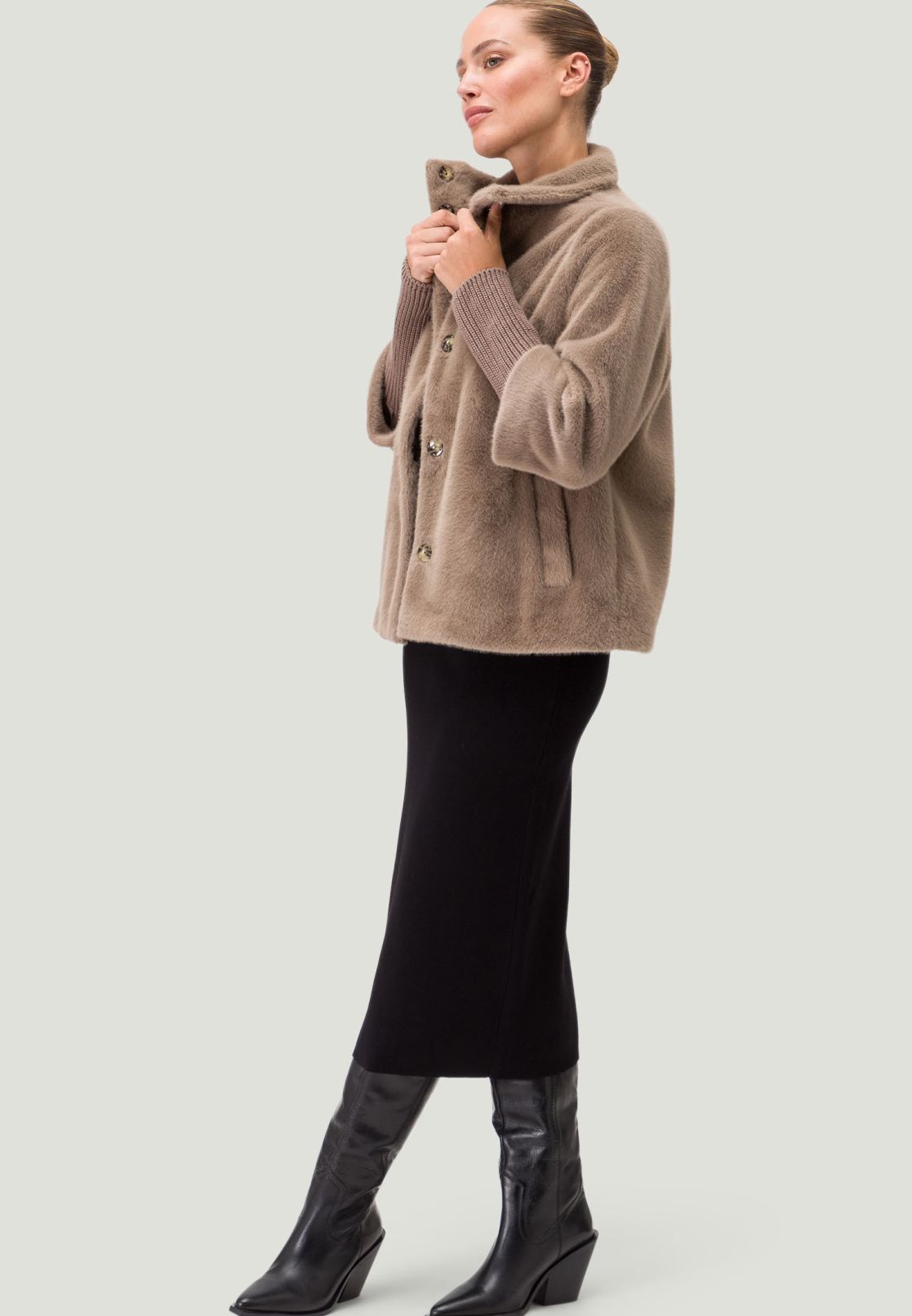 Plüschjacke mit Stulpen