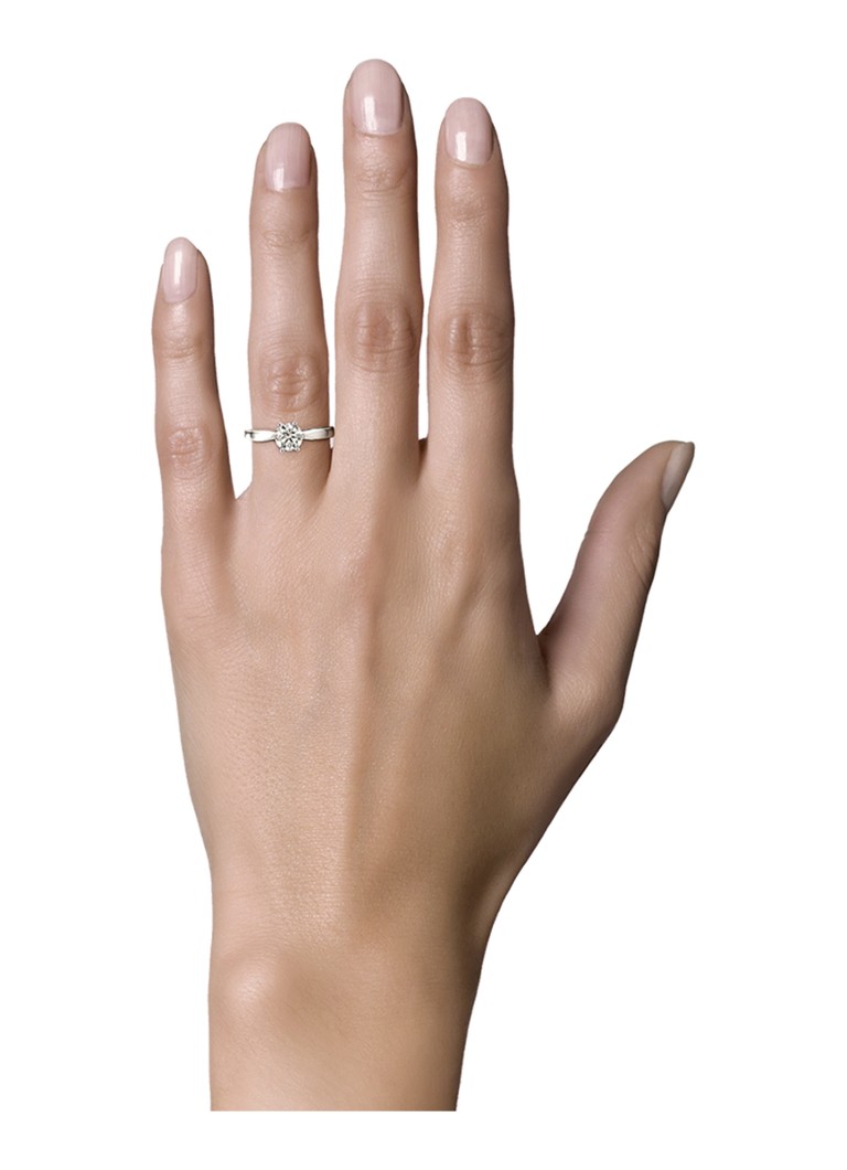 Diamond Point Solitaire labdyrket briljantring av 18 karat hvitt gull, 0,22 ct. 0,22 ct diamant