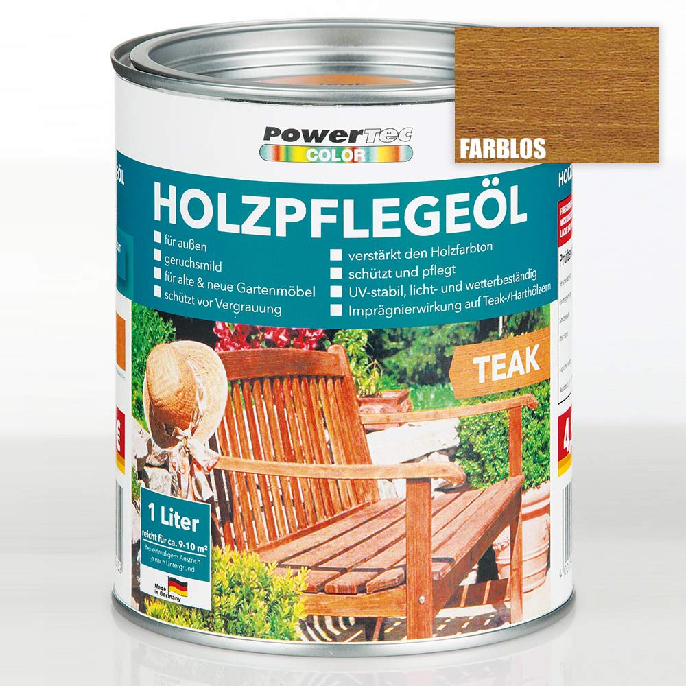 Powertec Color Holz-Pflegeöl, Farblos 4 er Set