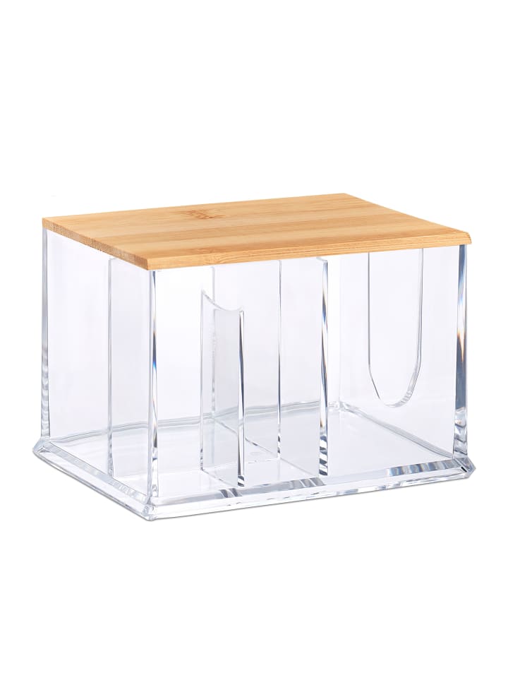 relaxdays Wattestäbchen Aufbewahrung in Transparent/ Natur günstig kaufen onesize