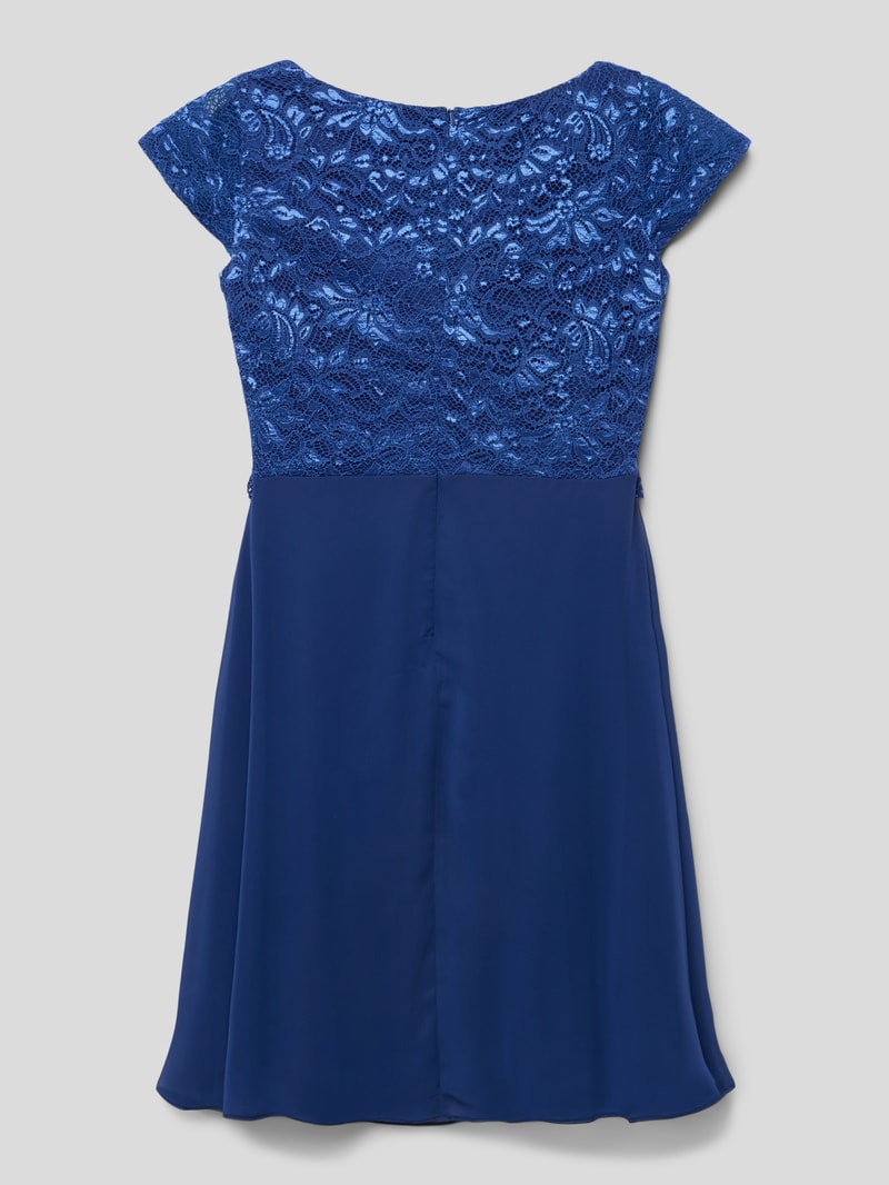 Kleid mit Spitzenbesatz in royalblau