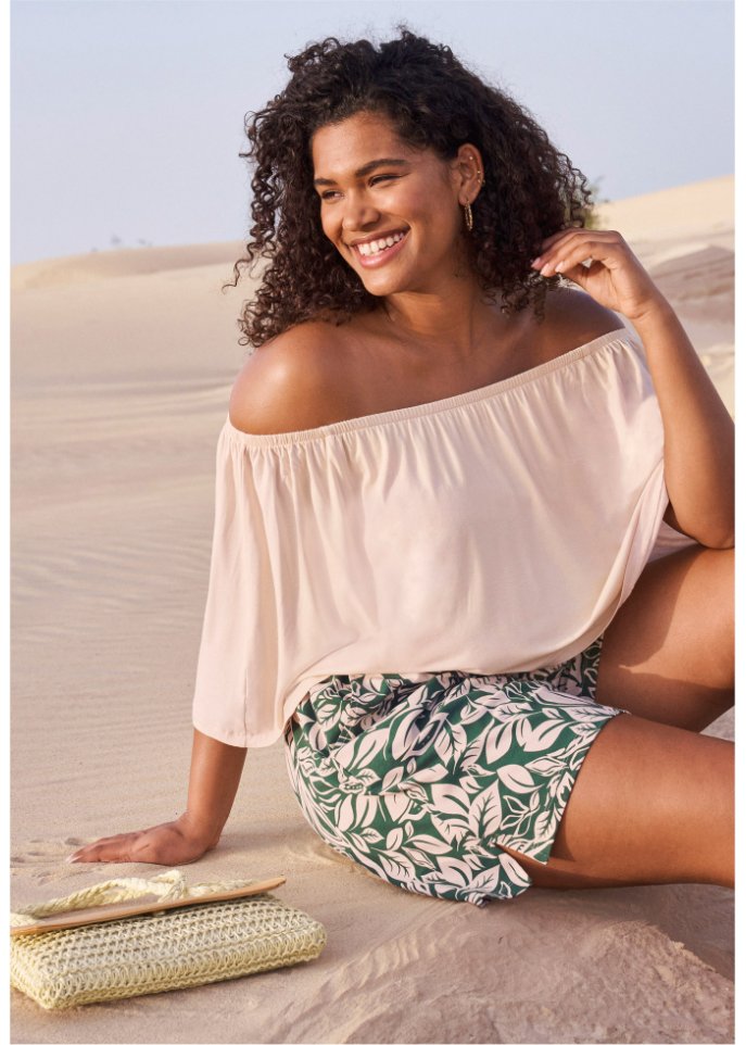 Bedruckte Jersey-Shorts mit Taschen und Bequembund