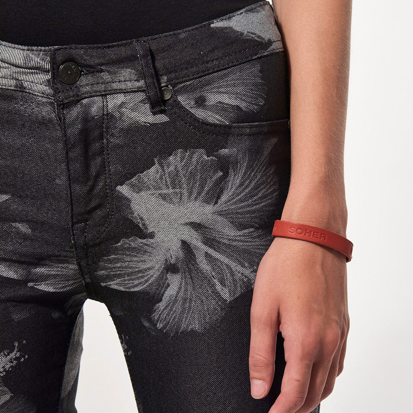 SOHER  Jean skinny fleuri Femme