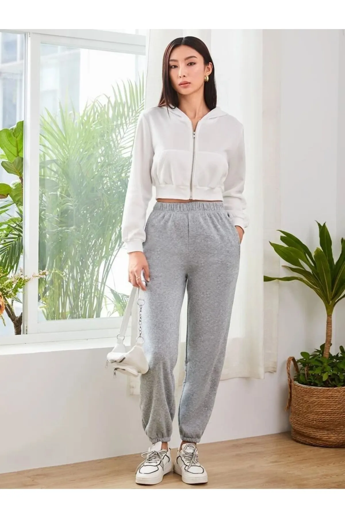 My Blog  Graue Jogger-Jogginghose mit elastischem Bund und Beintaschen