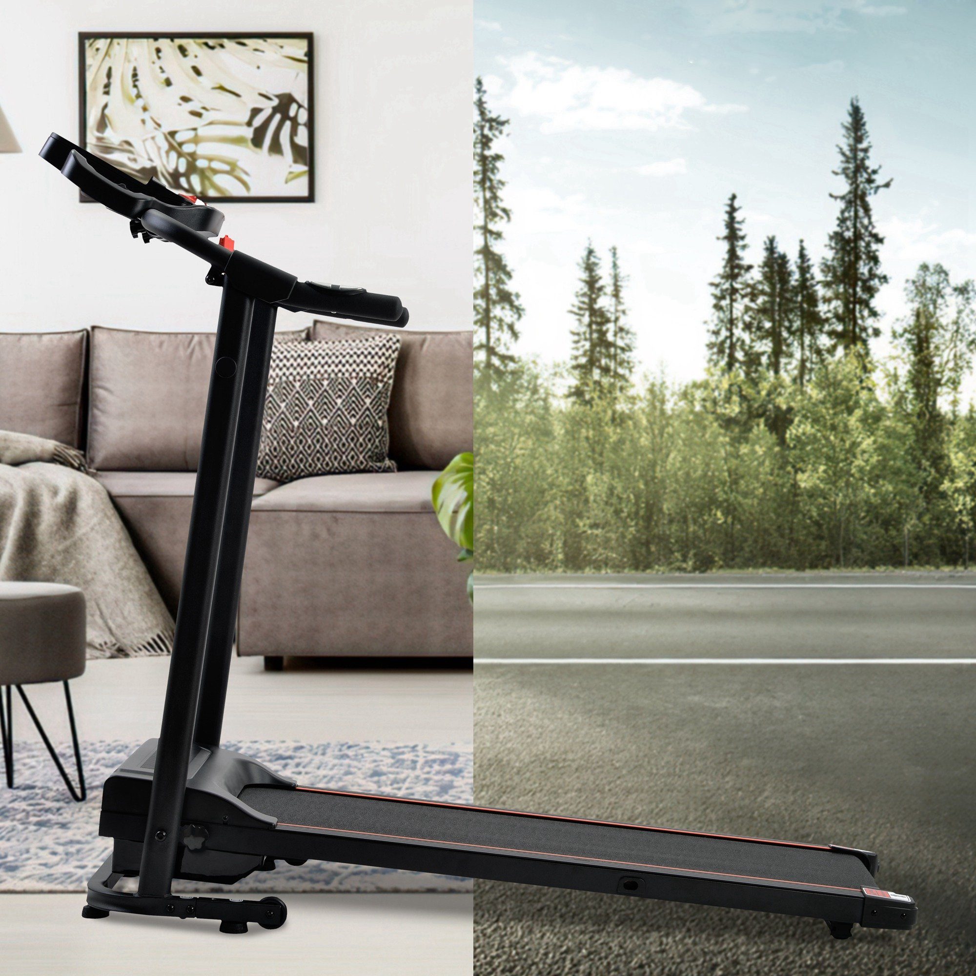 Mould King Laufband Faltbare Laufband mit Lautsprecher für Heimgymnastik-Fitness,Schwarz
