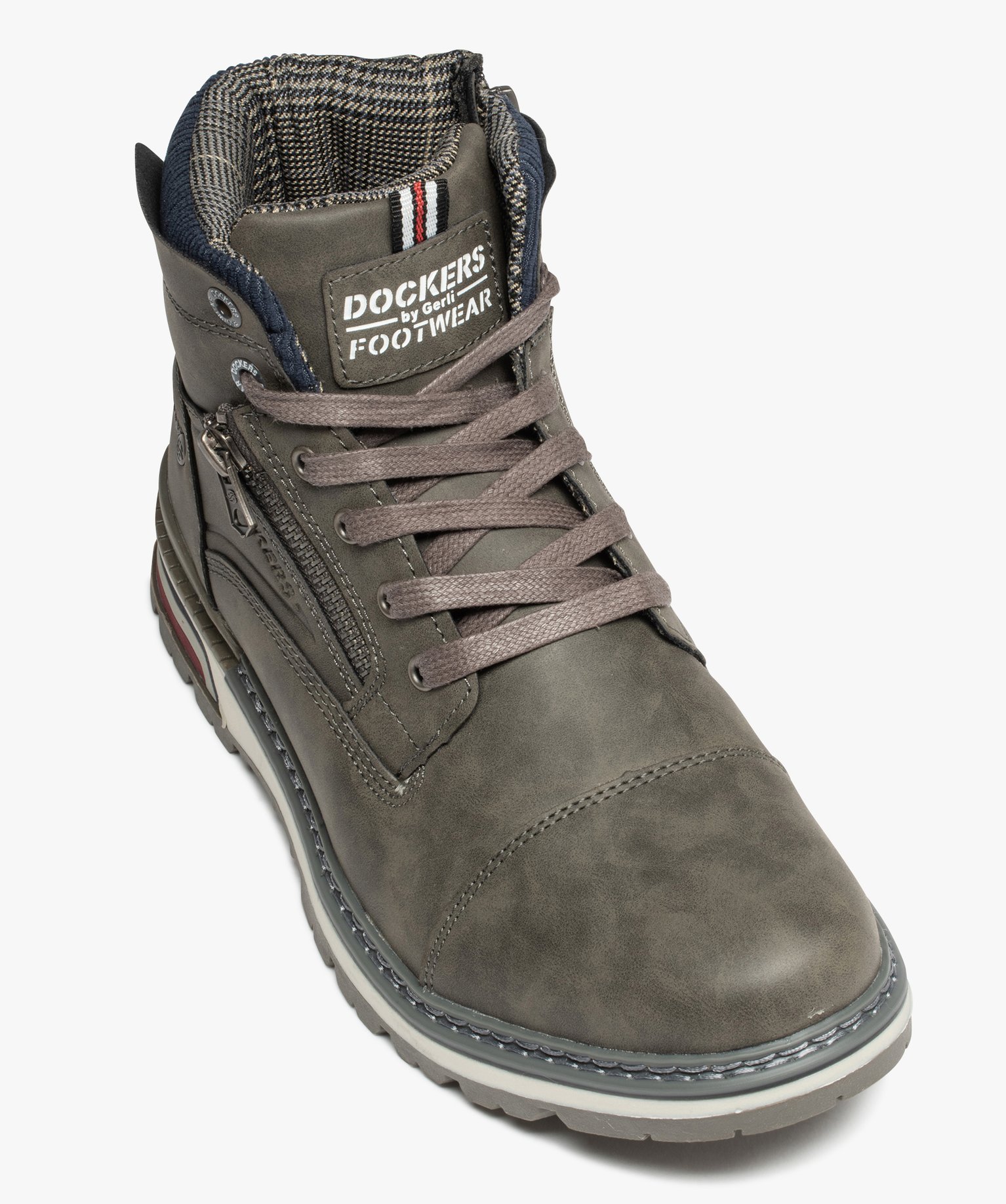 Boots homme unies à lacets et fermeture à zip - Dockers by... gris | GEMO