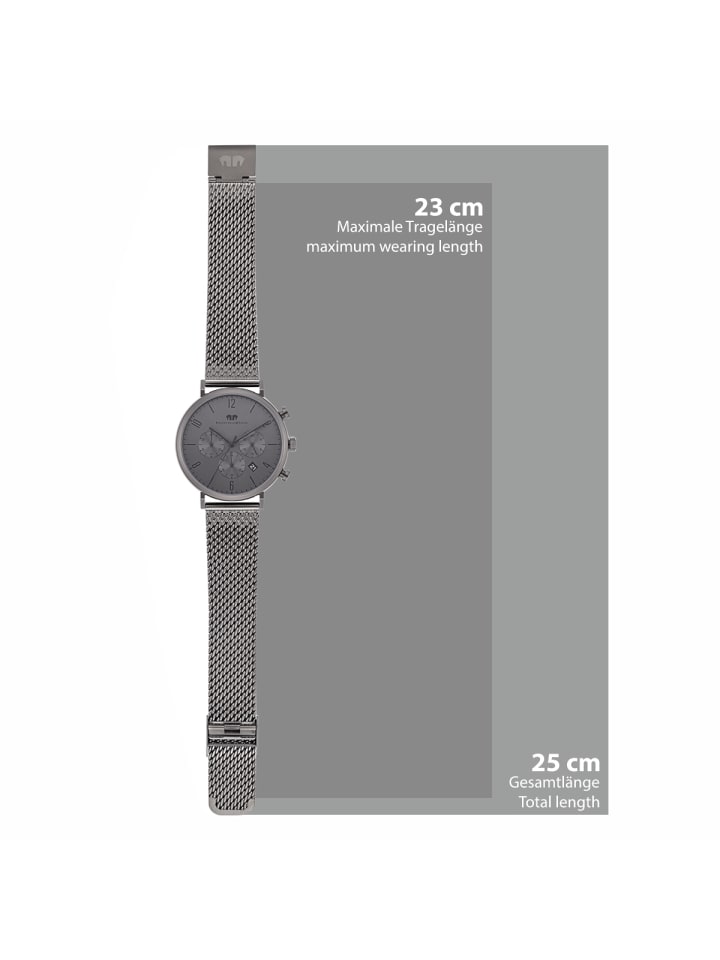 Rhodenwald & Söhne Herren Chronograph grau Edelstahl grau in grau günstig kaufen 21,5 cm