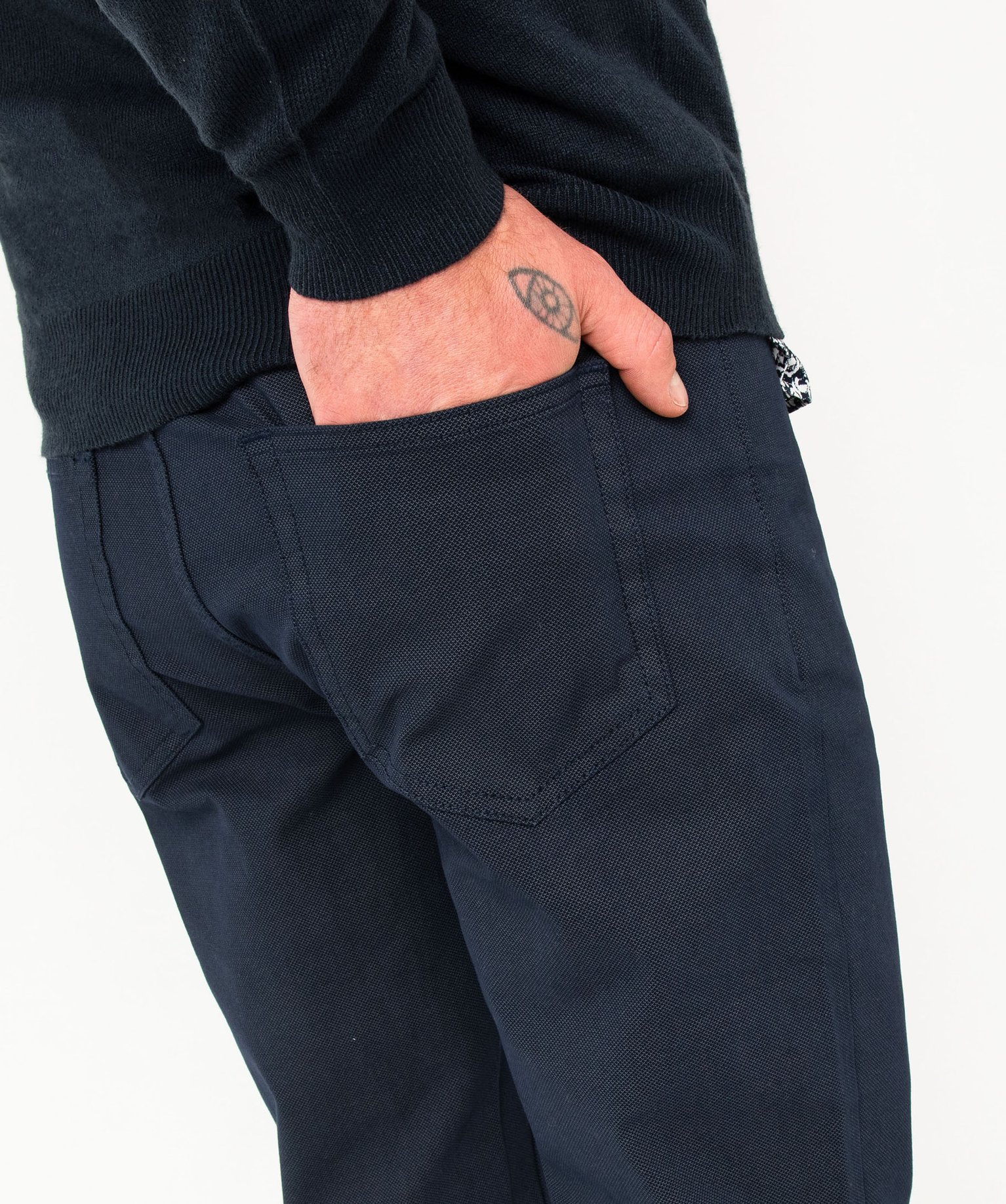 Pantalon slim 5 poches en toile extensible homme bleu fonce | GEMO