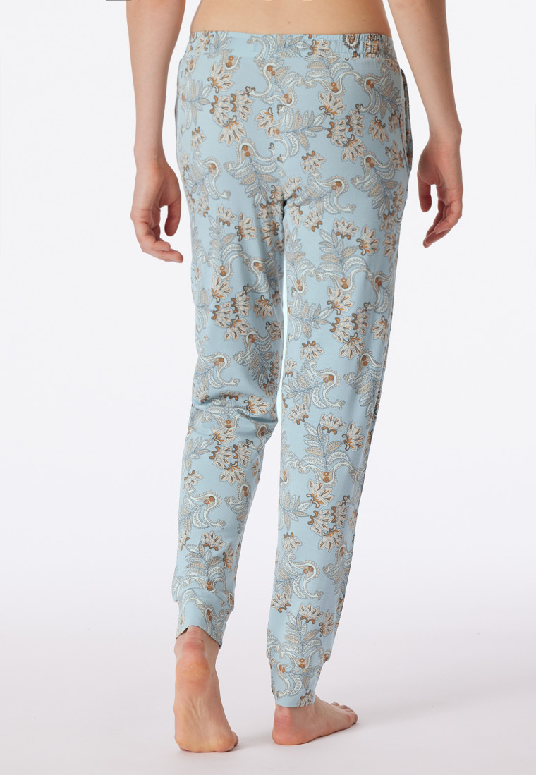 Loungehose lang Modal Bündchen bluebird gemustert - Mix+Relax
