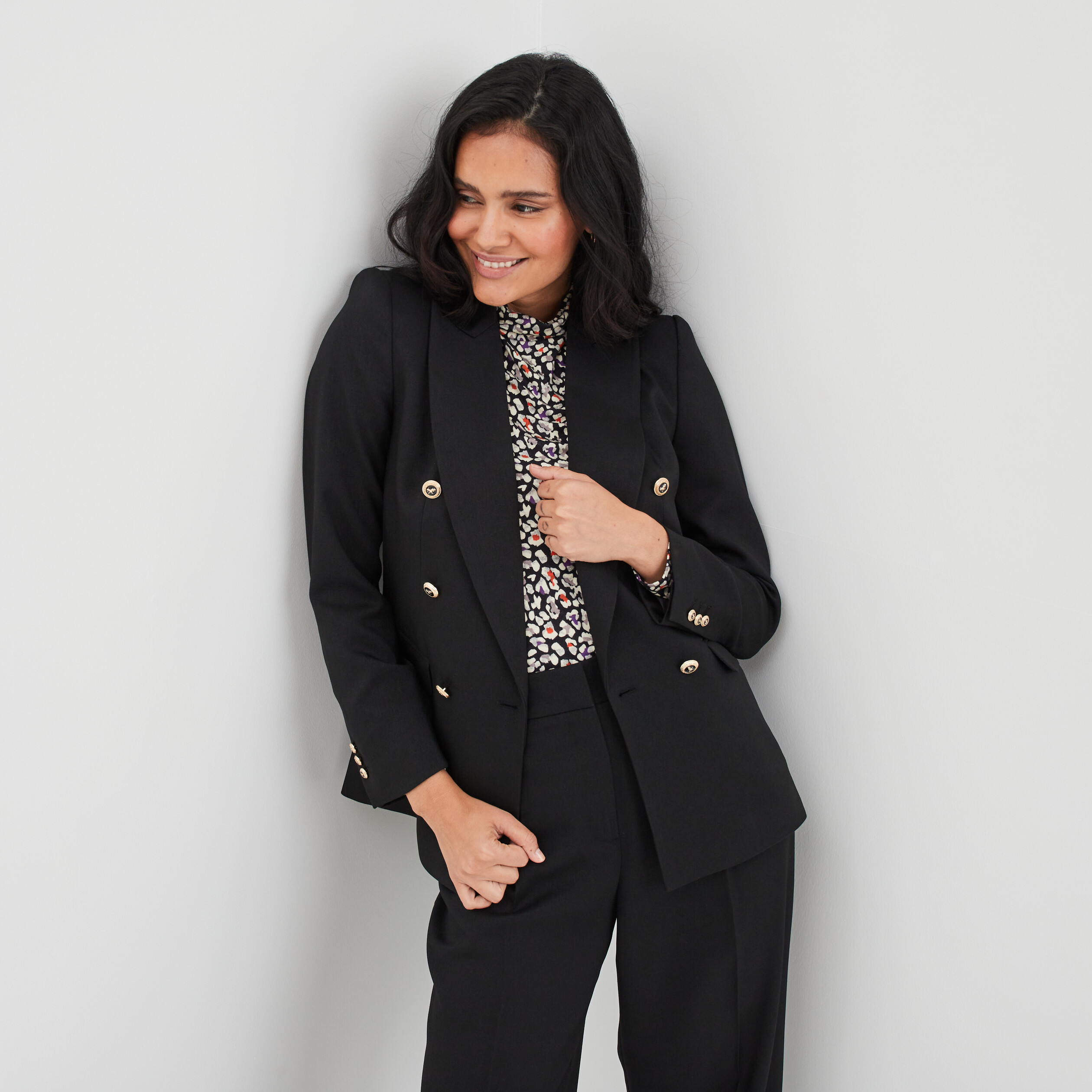 Veste blazer double boutonnage noir femme | La Halle
