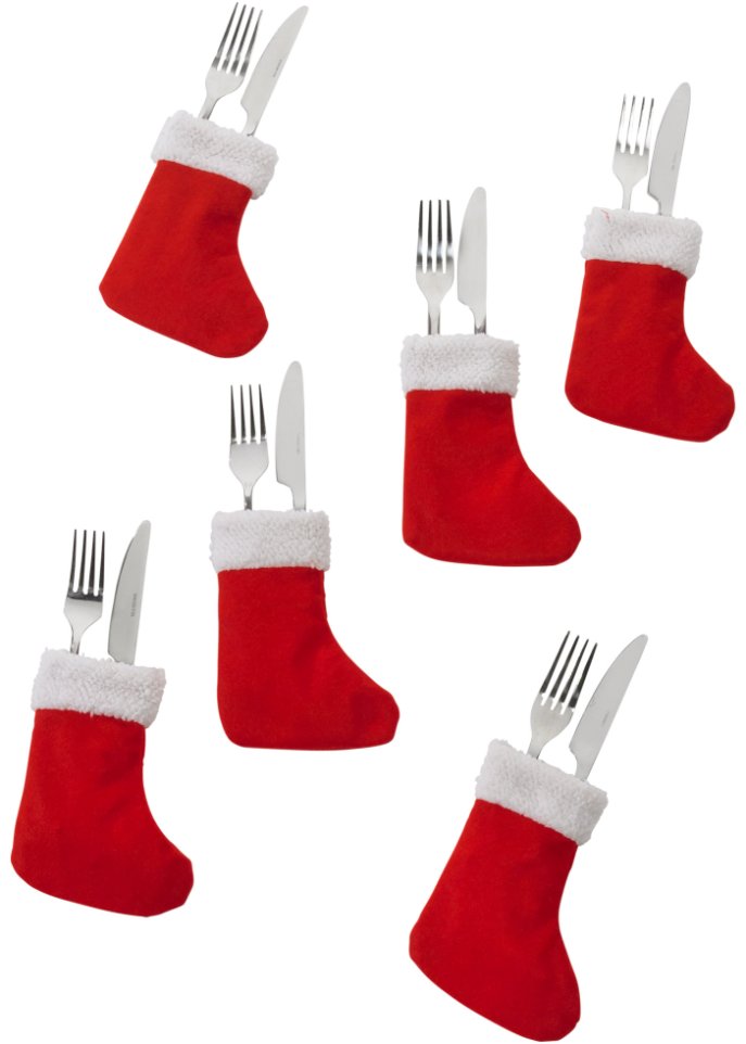 Besteckhalter in Weihnachts-Socken-Form (6er Pack)