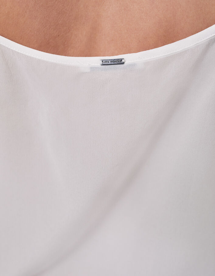 Caraco en soie coloris blanc broderie tête de mort femme