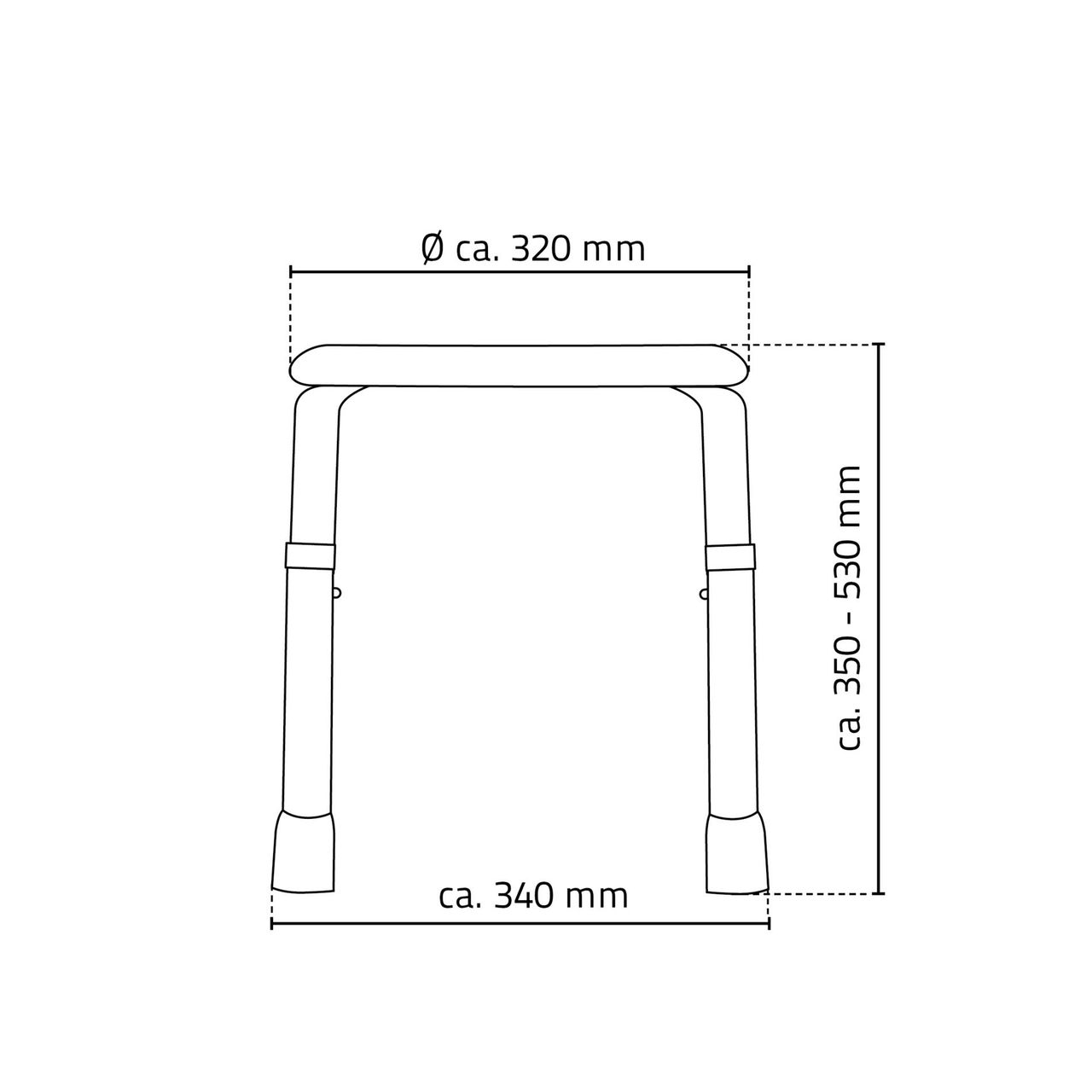 Ridder Bad-Hocker Ted, weiß, höhenverstellbar, PP / Aluminium