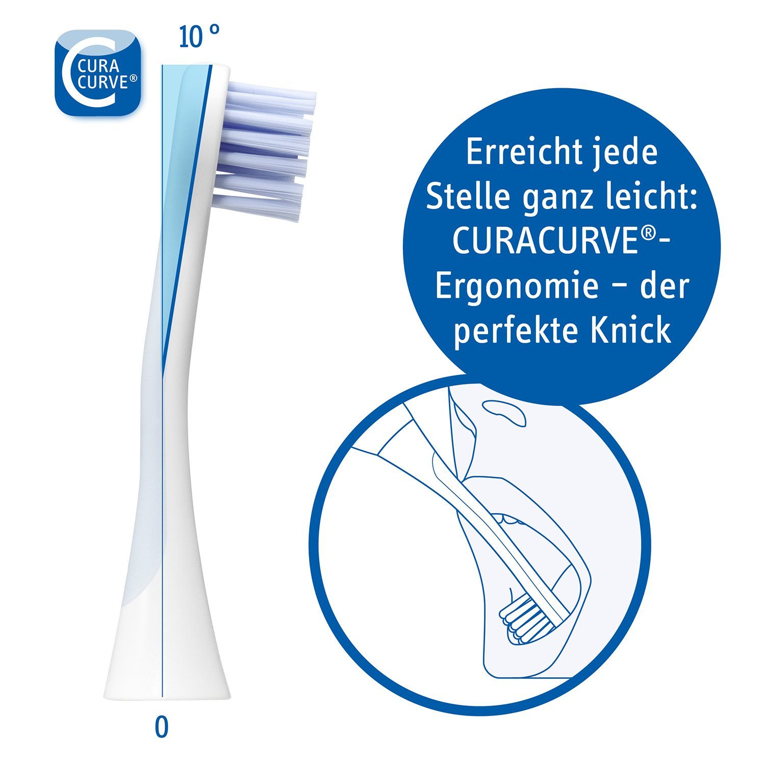 CURAPROX Aufsteckbürsten Hydrosonic SENSITIVE 2x Aufsteckbürsten, sehr sanft, optimal für schwer erreichbare Stellen