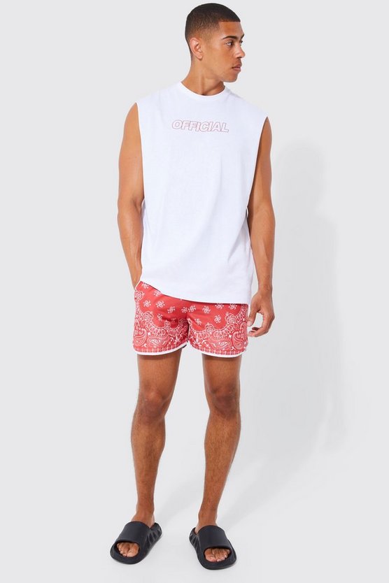 Oversize Official Tanktop & Badehose mit Bandana-Print