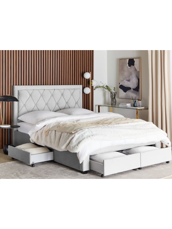 Beliani Doppelbett LIEVIN in Grau - (W) 165 x (H) 122 x (L) 217 cm günstig kaufen onesize
